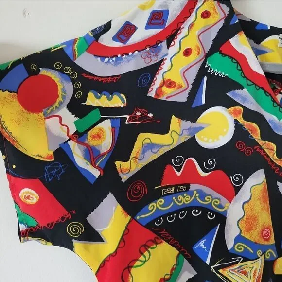 Vintage Patterned Short Sleeve Button Down Shirt - Picture 4 of 5